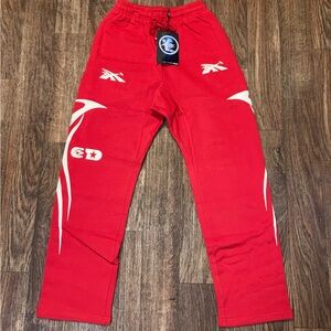 Reebok Men's Red Joggers with White Accents